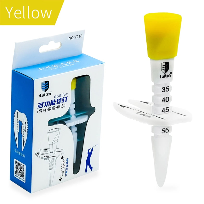 1pc Plastic Adjustable Golf Tee. Comes in Red, Orange, Blue and Green.