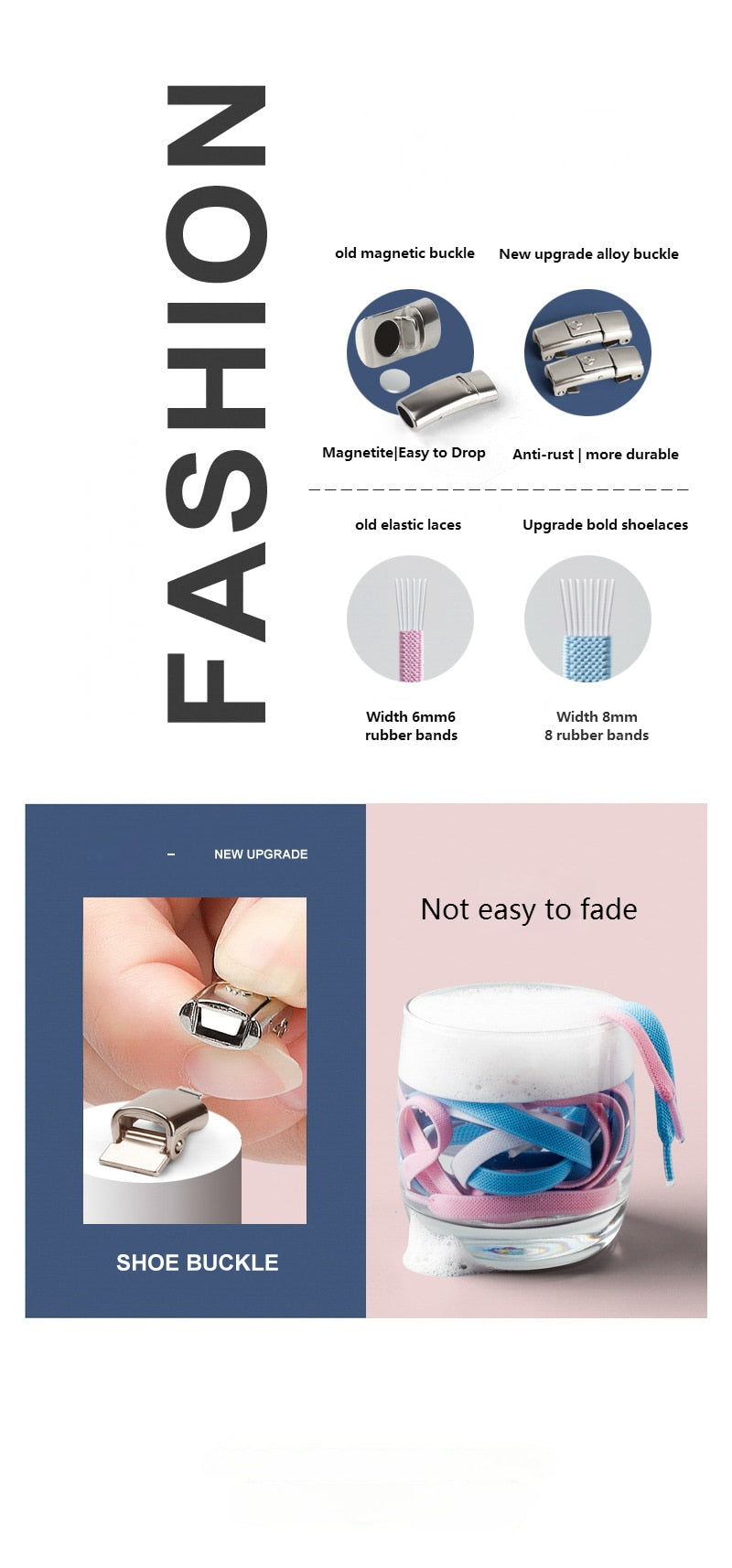 8MM Widened Flat Press Lock Shoelaces.