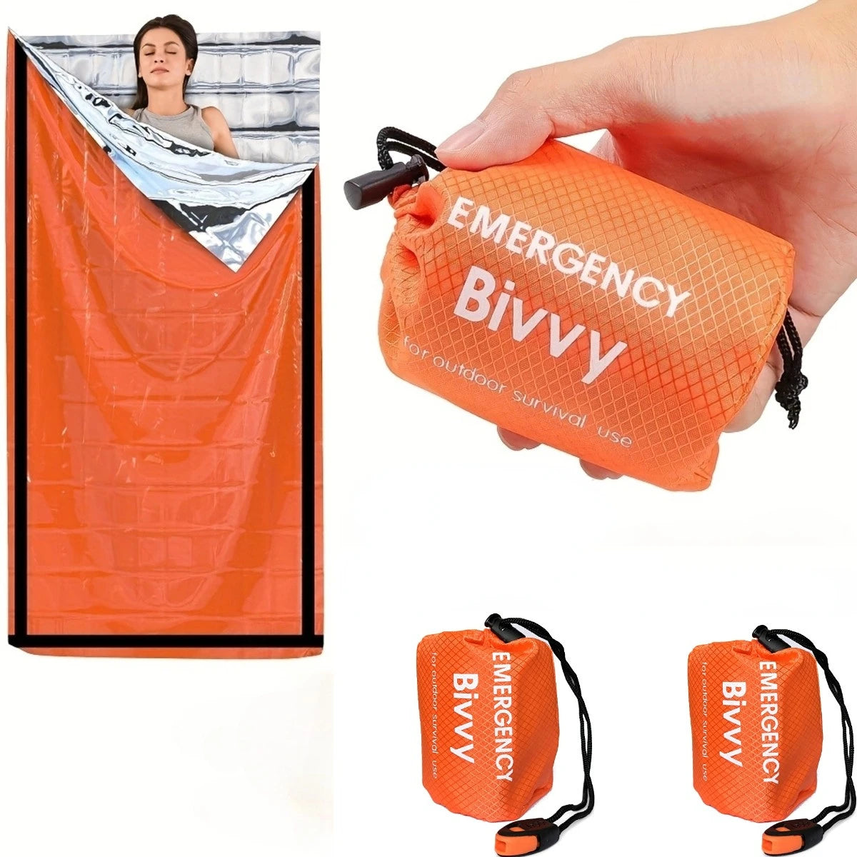 3-piece emergency sleeping bag Whistle And Storage Bag