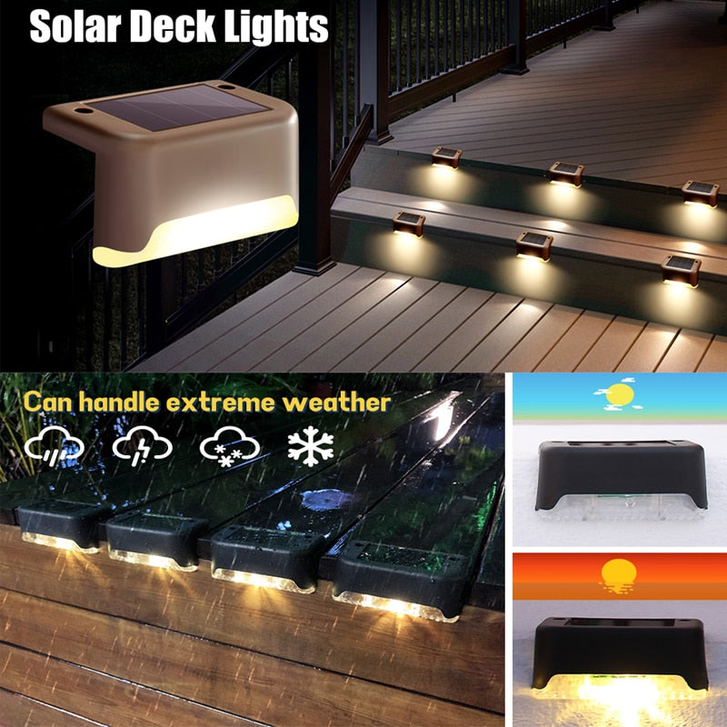 Solar Outdoor waterproof garden LED lights. Light up your patio, path, deck fence and stairs.