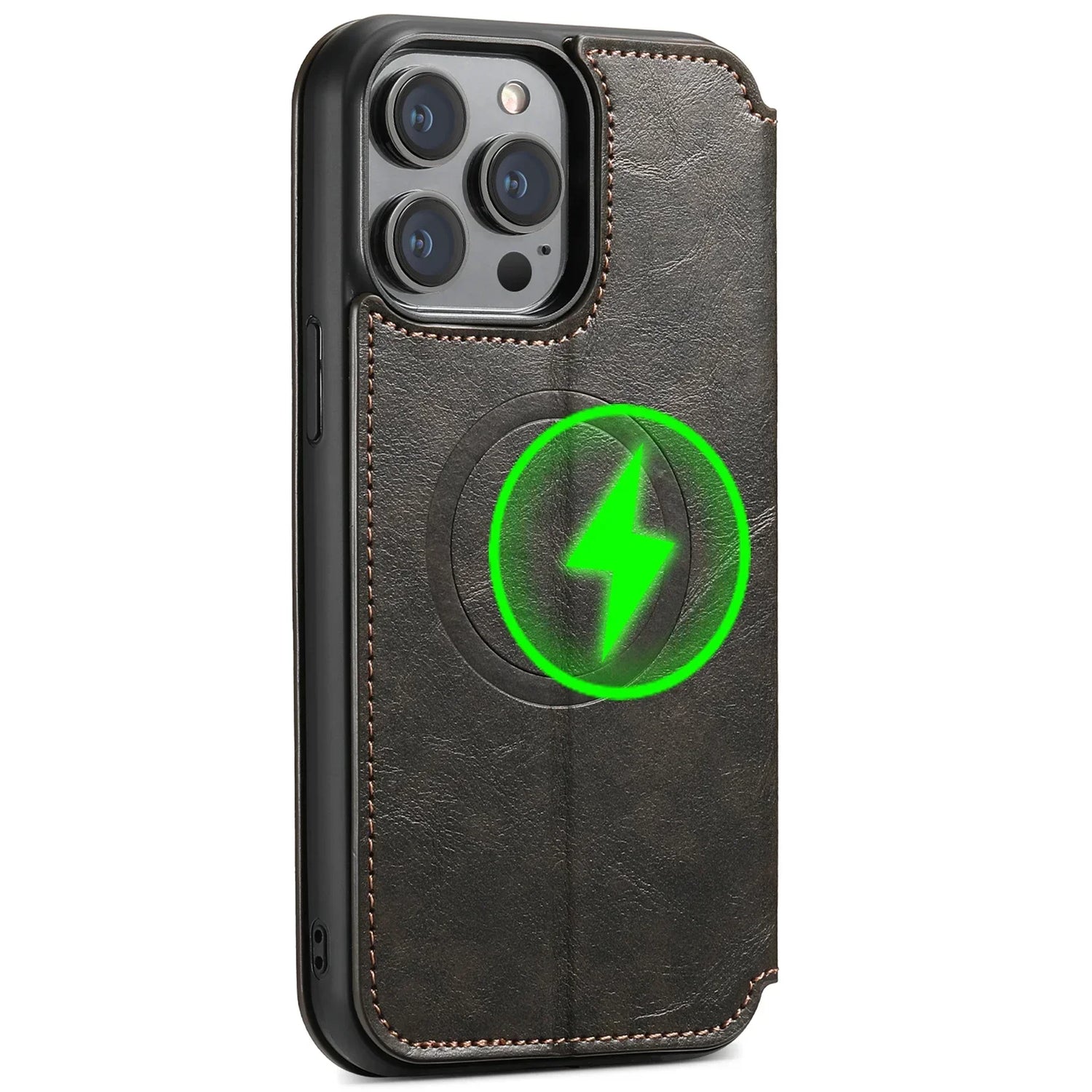 Wireless Charging  Magnetic Leather Wallet Phone Case For iPhone 16 12 13 14 15 Pro Max Plus