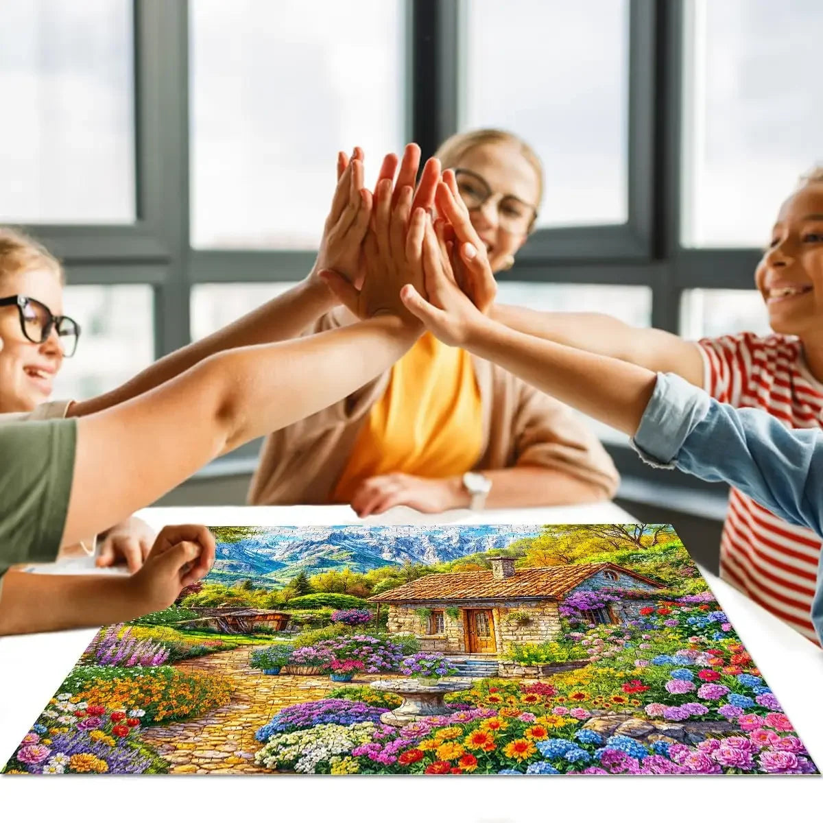 120/300/500/1000 House With Flowers in Mountains Wooden Puzzles