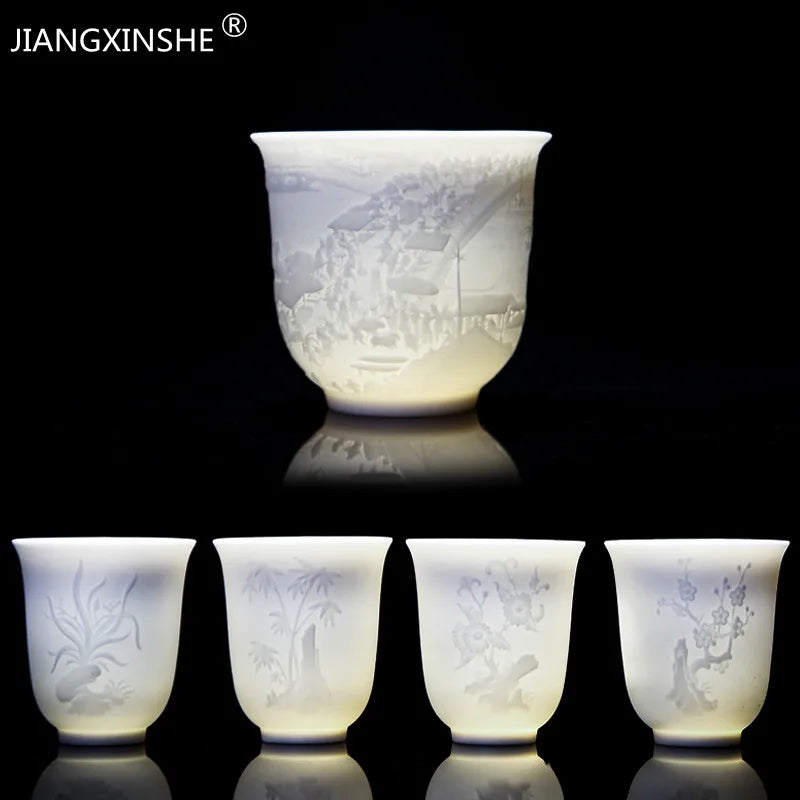 Chinese Three-dimensional White Porcelain Tea Cup