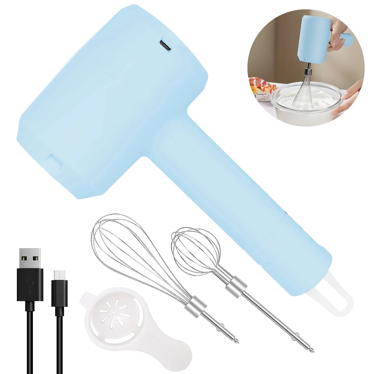 1Pcs Electric Portable 3-speed Whisk