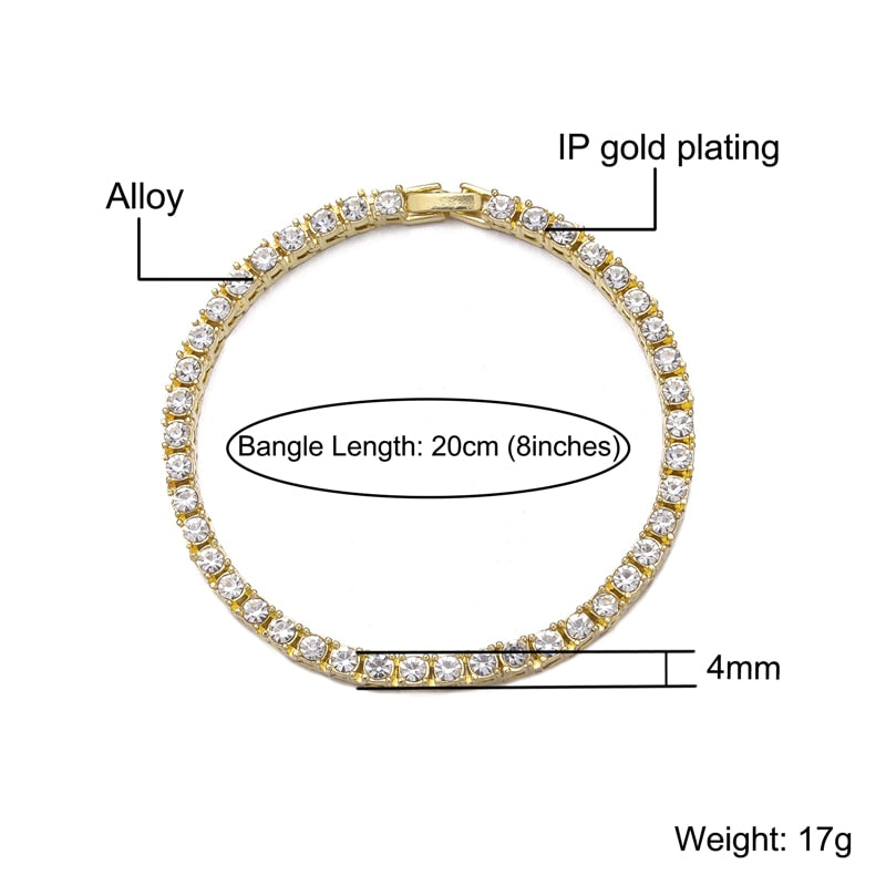 Hip Hop Cubic Zirconia chain Bracelet.