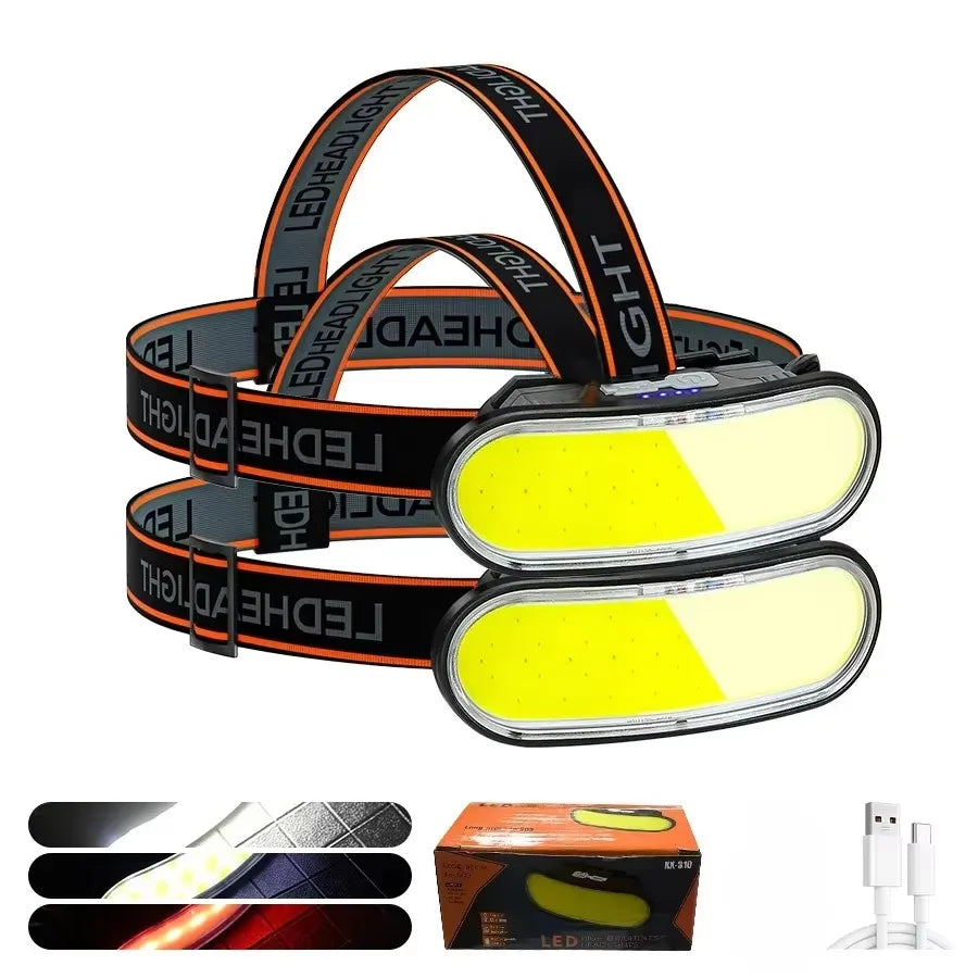 Powerful Headlamp With COB LED Built-in Type-C Rechargeable Battery