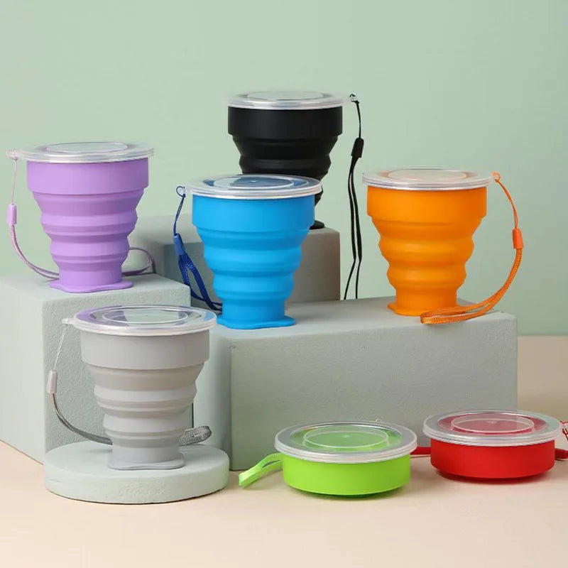 Silicone Heat Resistant Folding Water Cup With Lids