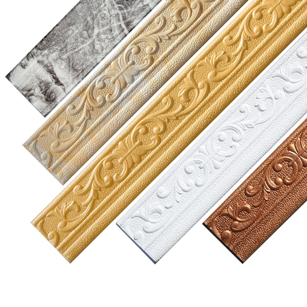 10m/Roll 3D Self-Adhesive Waterproof Vinyl Wall Trim For Skirting ,Border Or Baseboards  DIY R