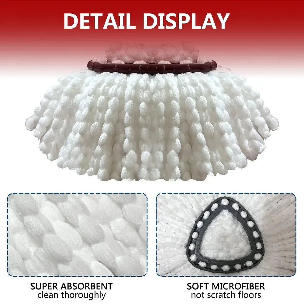 1 SET Triangular Spin Mop Base Head with Replacement Microfiber Pad