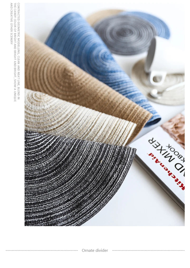 6pcs Round Woven Anti Slip Placemats Or Coasters