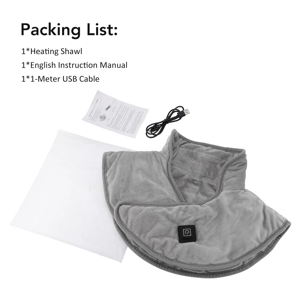 USB Heated Shoulder And Neck Padded Shawl With 3 Heat Settings