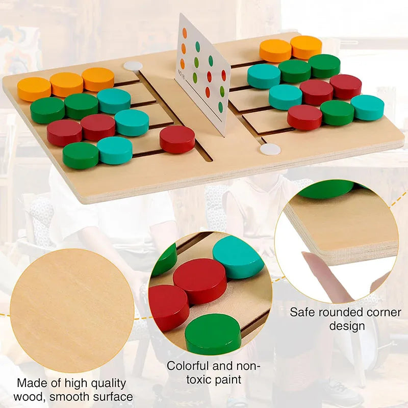 Toddlers Wooden Colorful Slide Matching Puzzle Board Game