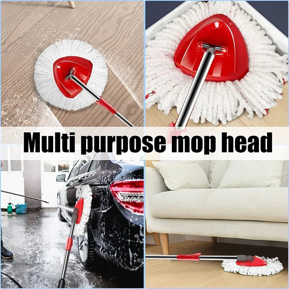 1 SET Triangular Spin Mop Base Head with Replacement Microfiber Pad