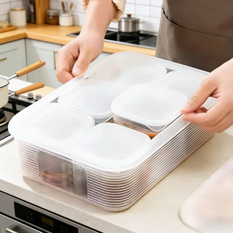 6 Grids Refrigerator Food Storage Box with Lids