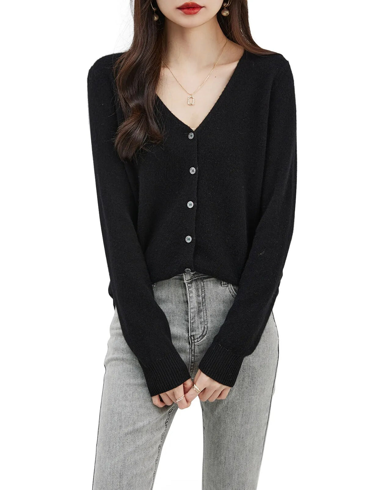 Women's Long Sleeve, V Neck, 100% Soft Merino Wool Cardigans.