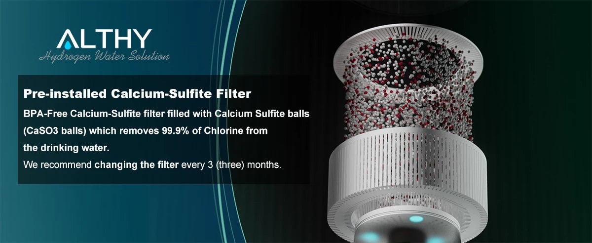 ALTHY SPE PEM Hydrogen Generator Water Pitcher with PH Calcium Sulfite filter