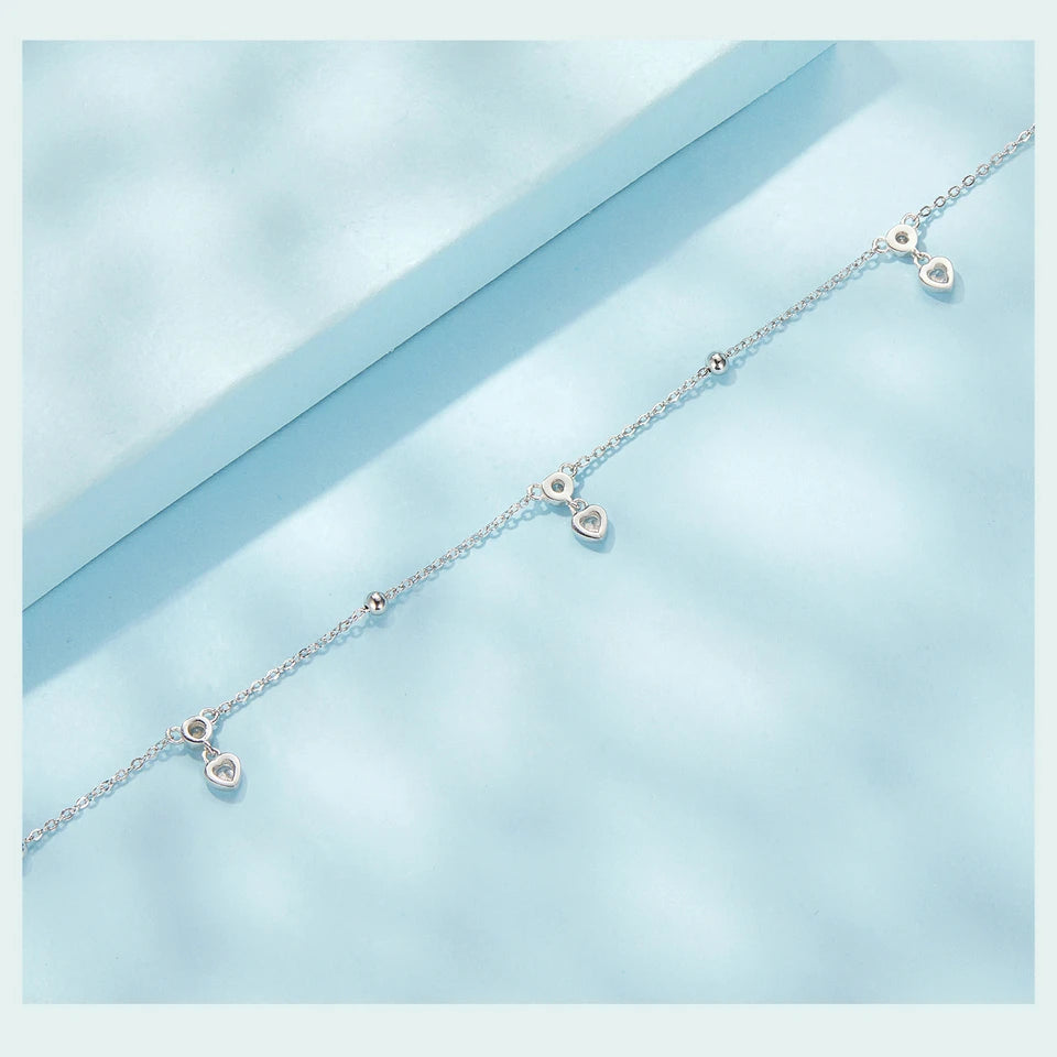 BAMOER 925 Sterling Silver Snake Adjustable Chain Anklet Bracelet
