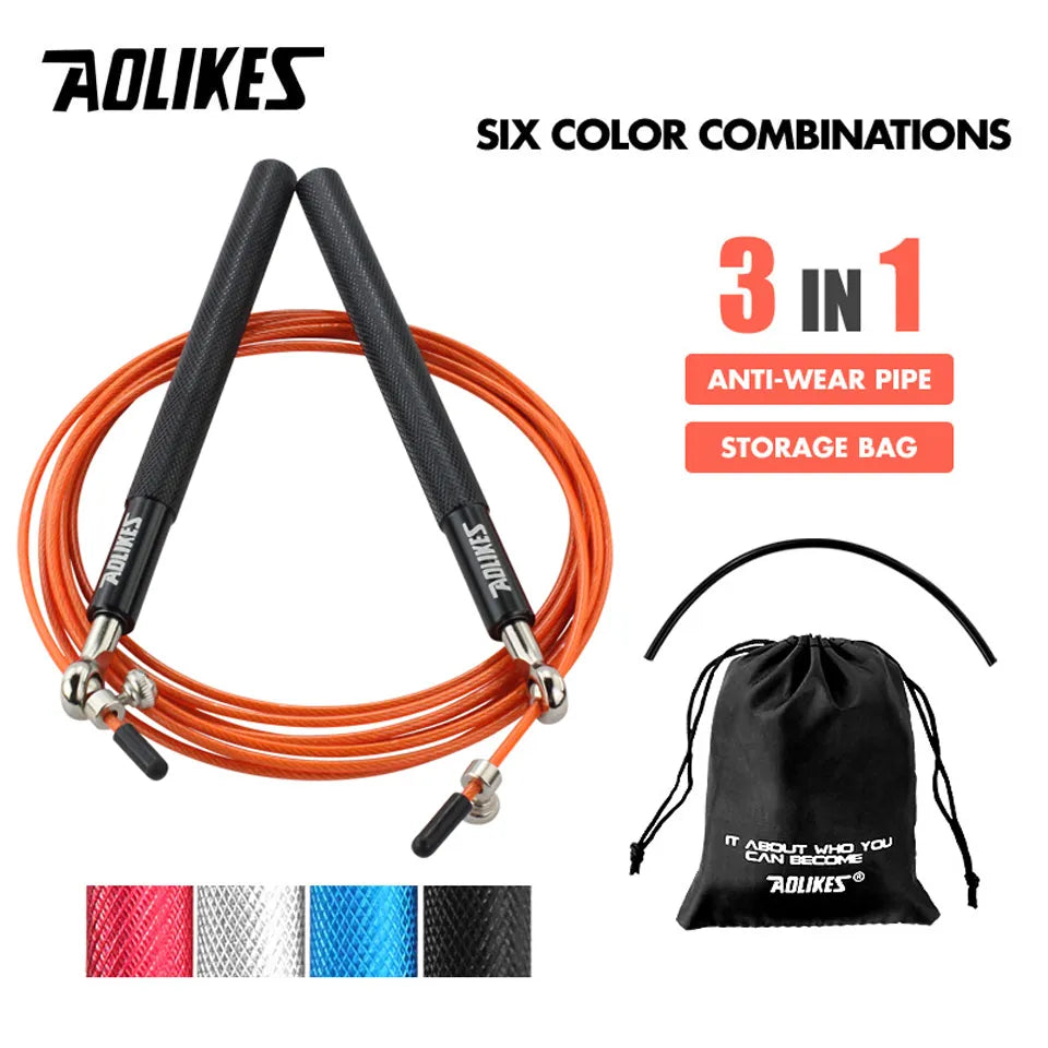 AOLIKES 1PCS Cross fit Wire And PVC Speed Jump Rope With Carrying Bag
