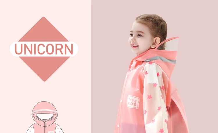 Children's Cartoon Raincoat With Backpack Space