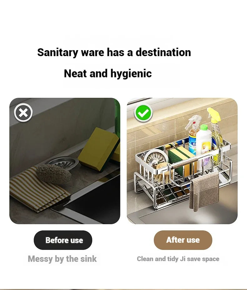 Plastic Multi-Functional Sink Organizer for Kitchen & Bathroom