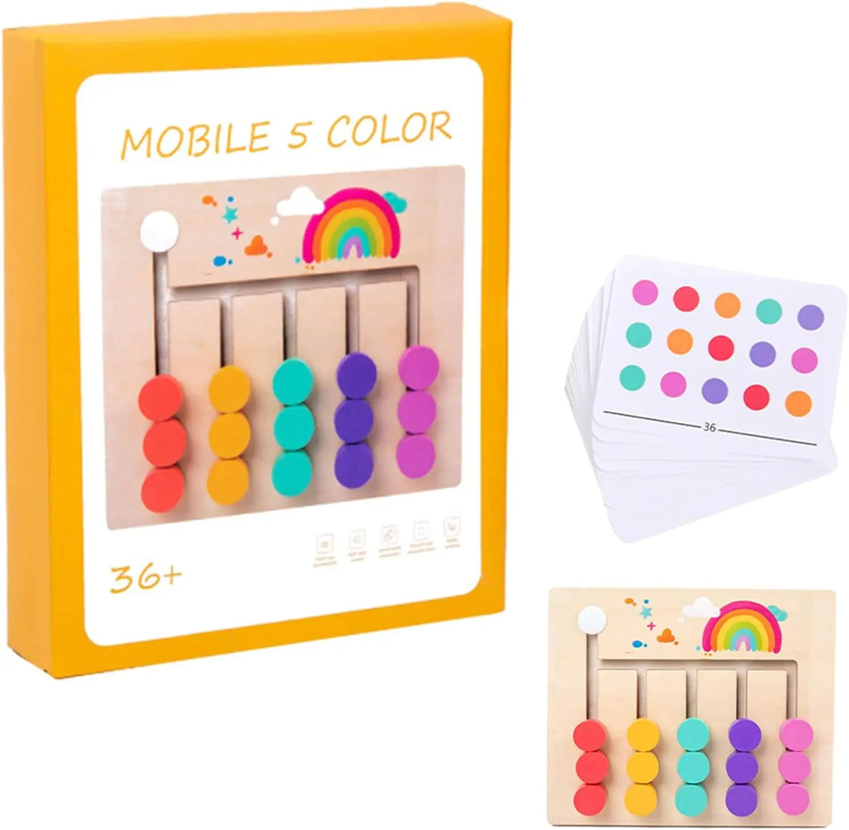 Toddlers Wooden Colorful Slide Matching Puzzle Board Game