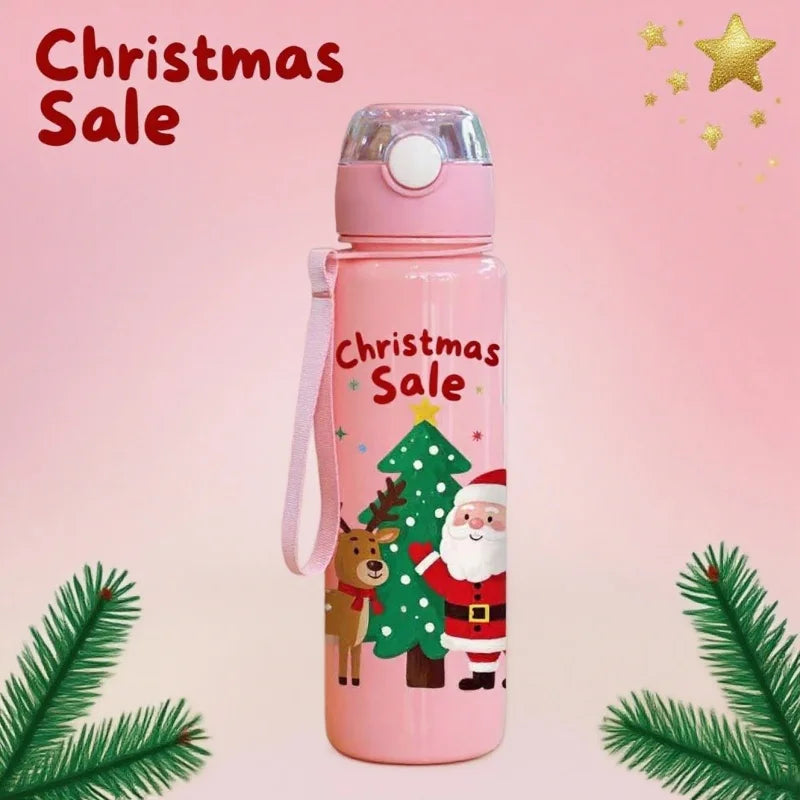 3D Printed 700ml Christmas Water Bottle With Plastic Water Cup
