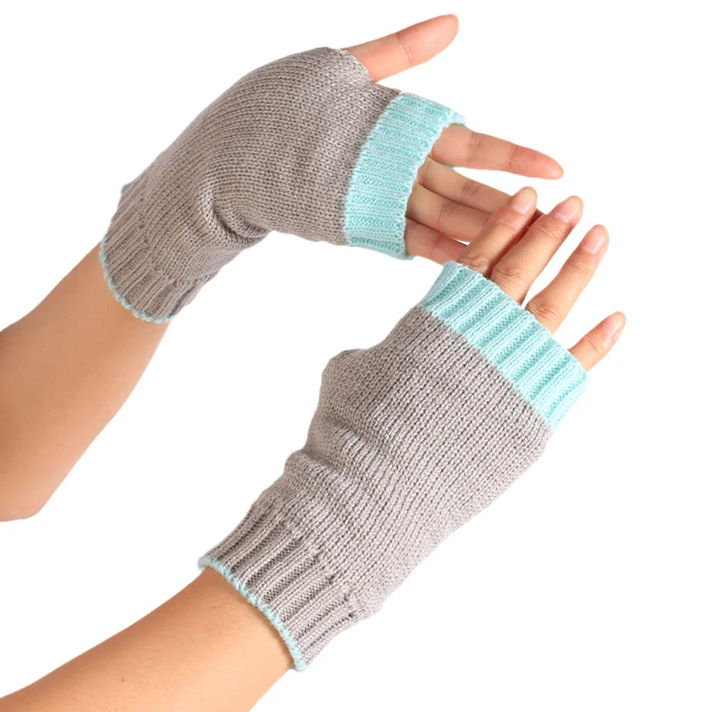 Women's Half Finger Acrylic Knitted Mittens