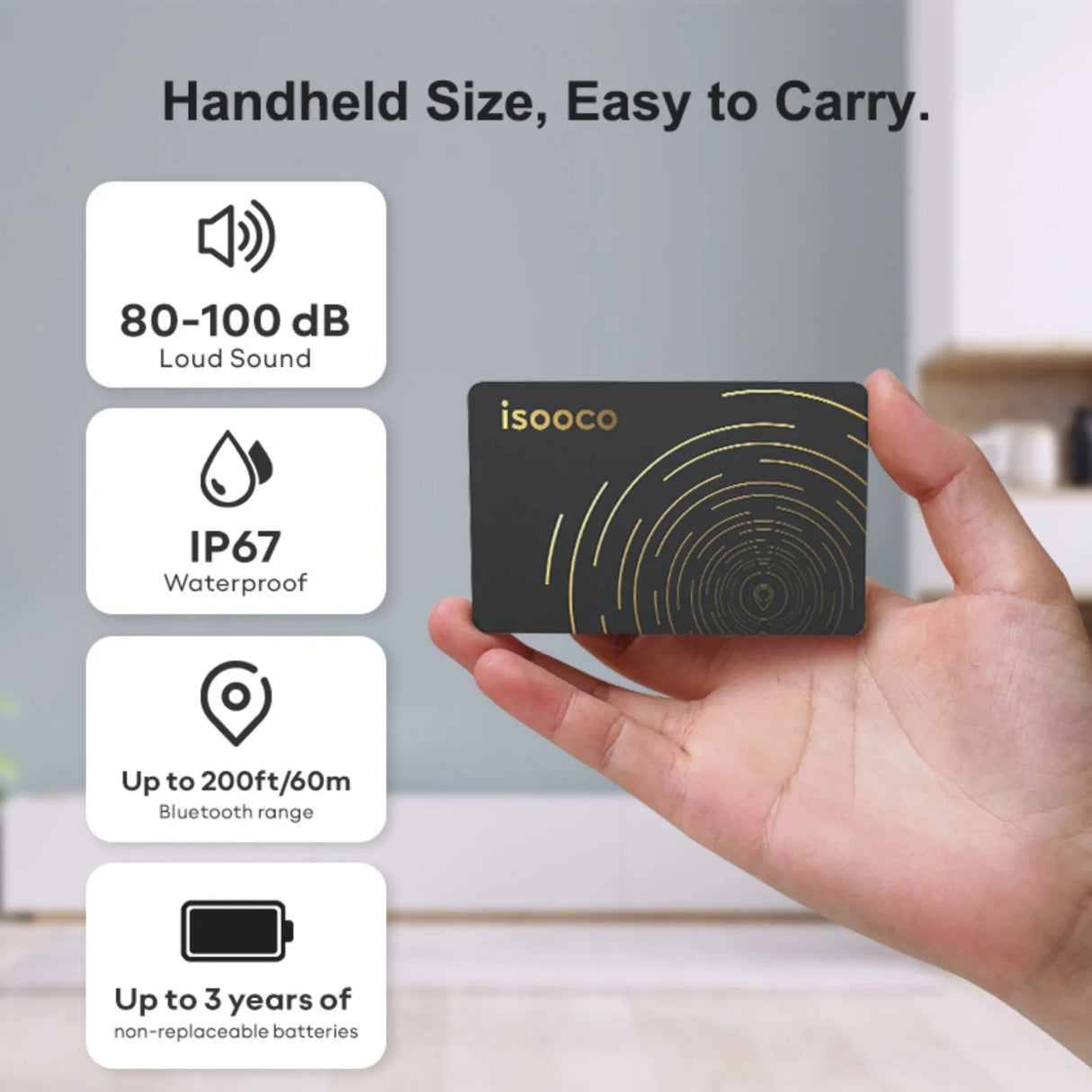 isooco Ultra-thin No Charging Wallet GPS Locator With Bluetooth Pairing Find My (IOS Only)