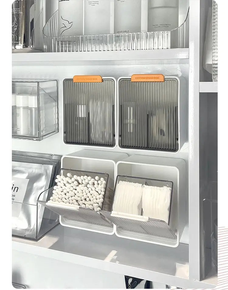 Wall Mounted Qtip Cotton Ball Floss Canisters With Lids