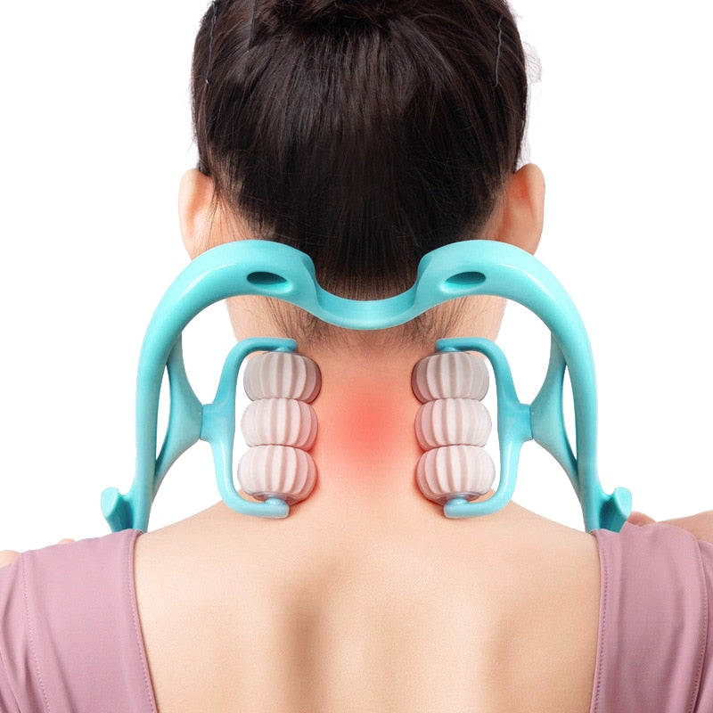 Hands Free Plastic Pressure Point Neck Massage Rollers.