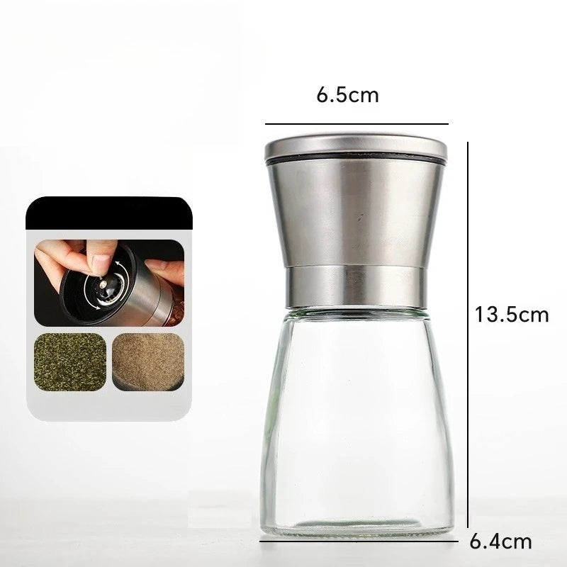Stainless Steel Manual Glass Grinding Spice Bottle