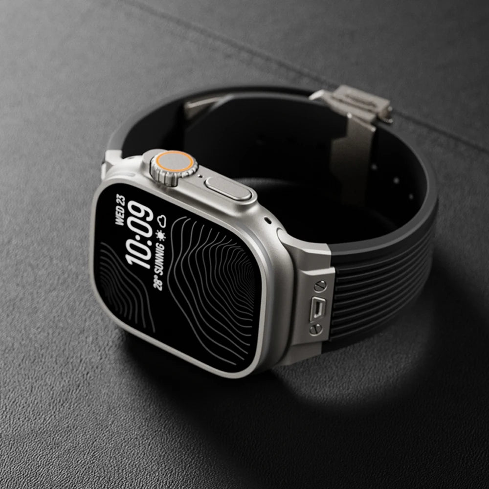 Silicone Sports Strap for Apple Watch Ultra 2/1 49mm Series 9 8 7 45mm 44mm Or IWatch 6 5 4 3 Se 44mm 42mm