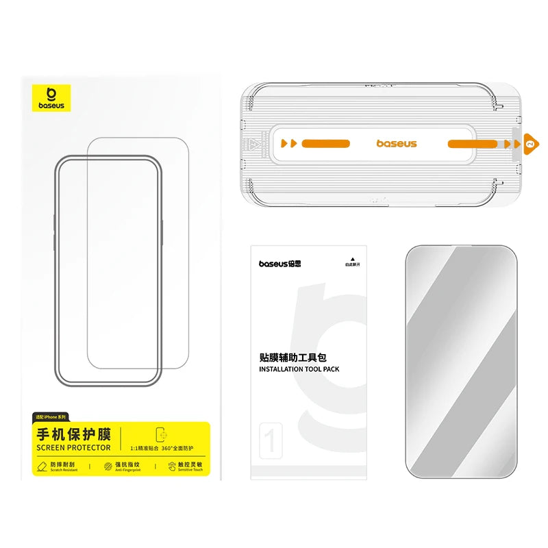 Baseus 0.4mm Corning Tempered Glass Screen Protector for iPhone 13 14 15 16 17 Pro Max Plus