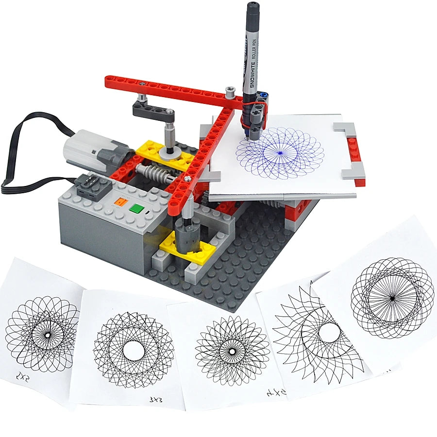MOC 5110 Plotter Electric Motor Bricks Machine Model Drawings Technical Assemble Building Blocks
