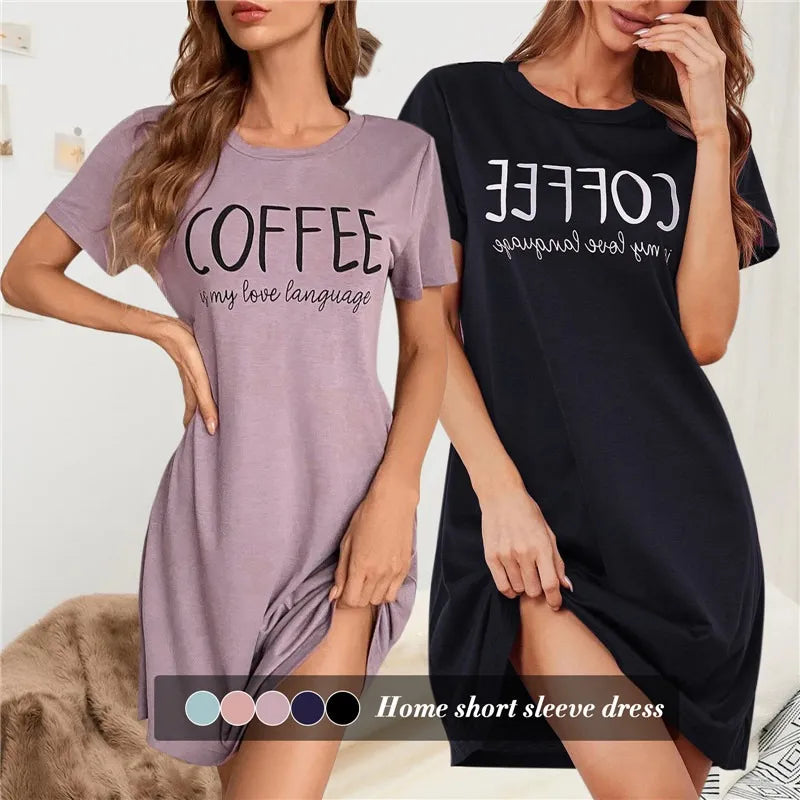 Women's Short Sleeve Printed Nightdress.