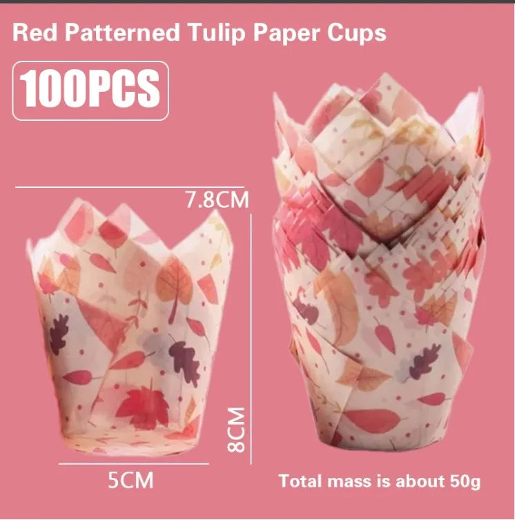 100pcs Oilproof Tulip Muffin Cupcake Liners
