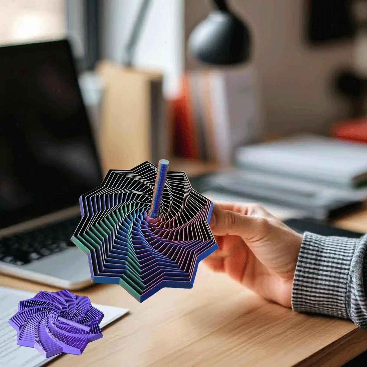 3D Printed Expanded Sensory Hexagon Fidget with Handle For Stress Relief