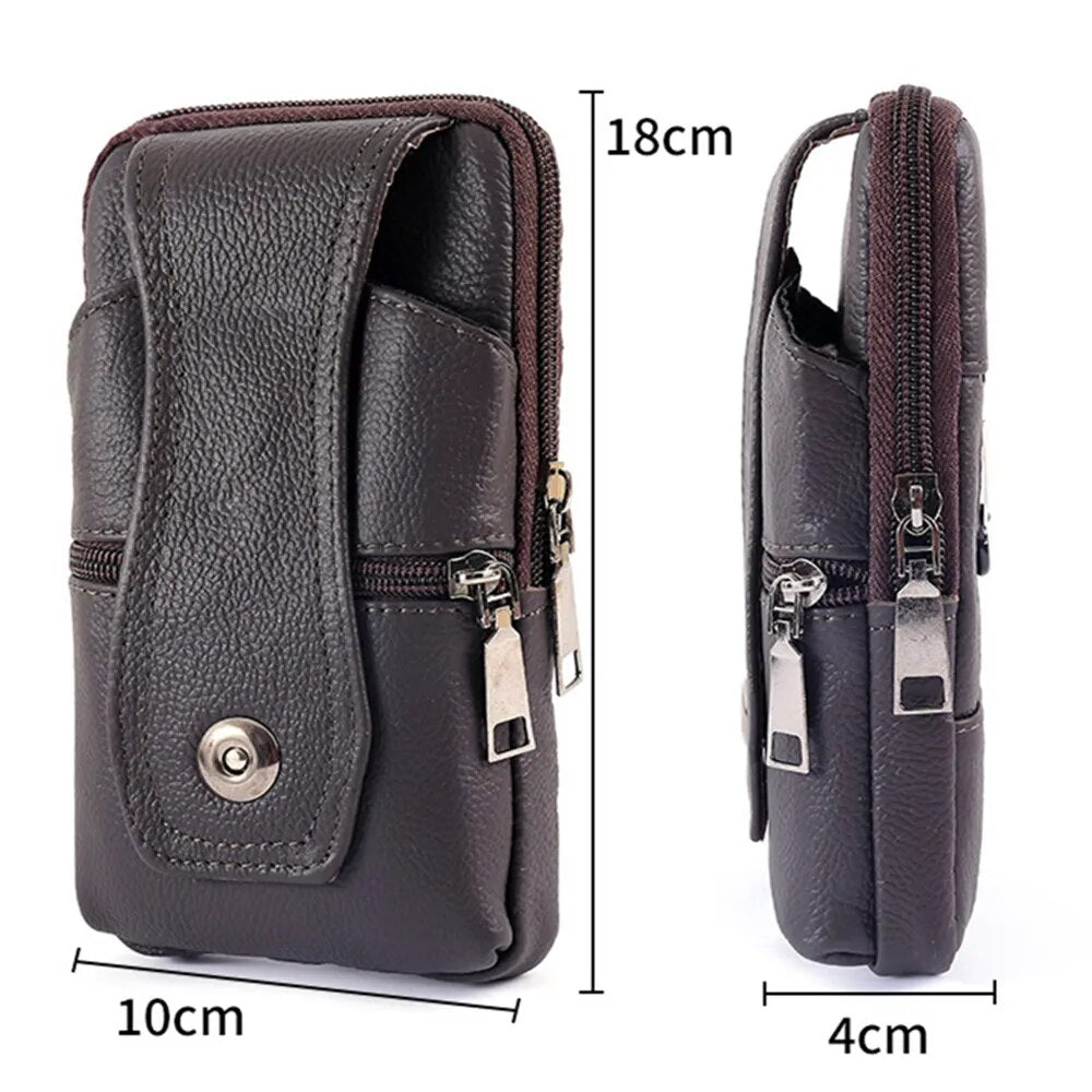 Men Leather Waist Belt Bag.