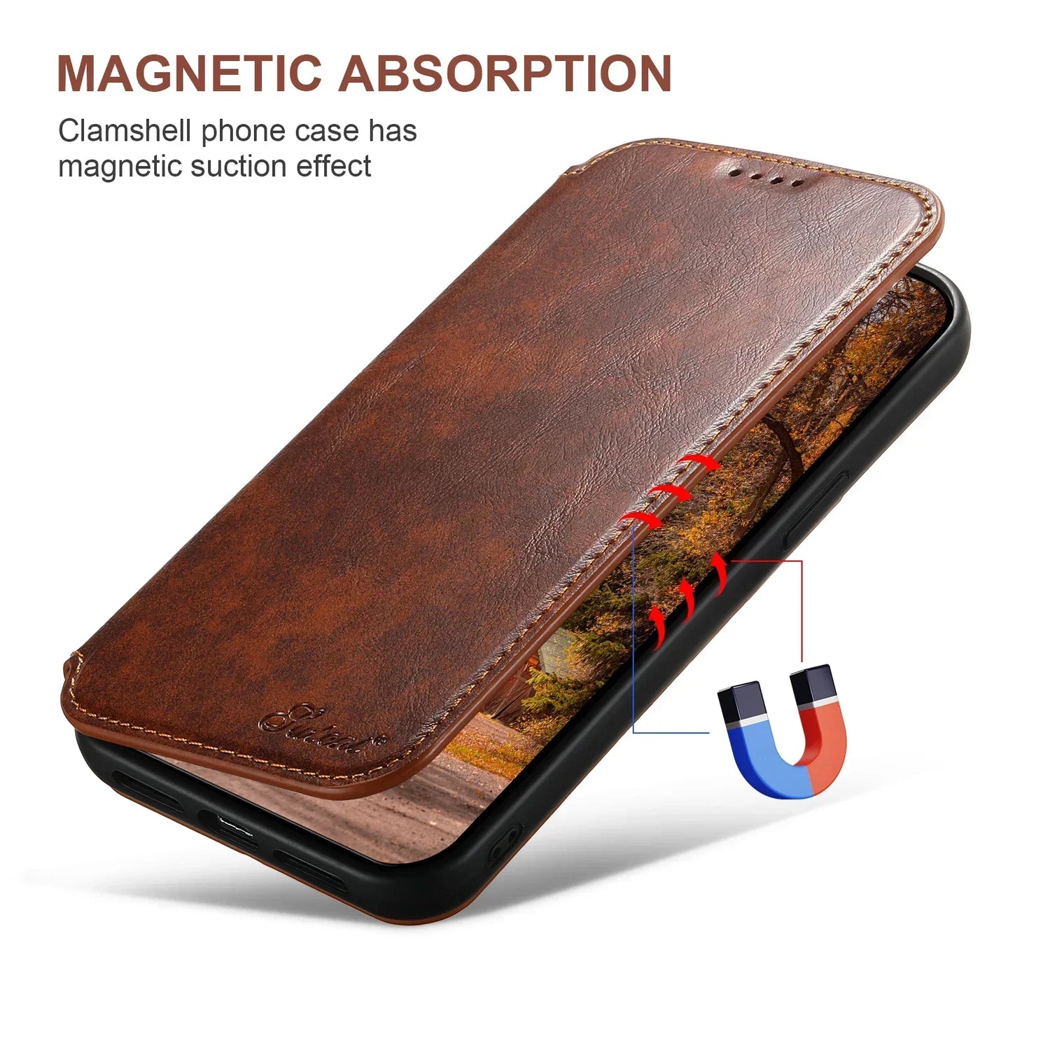 Wireless Charging  Magnetic Leather Wallet Phone Case For iPhone 16 12 13 14 15 Pro Max Plus