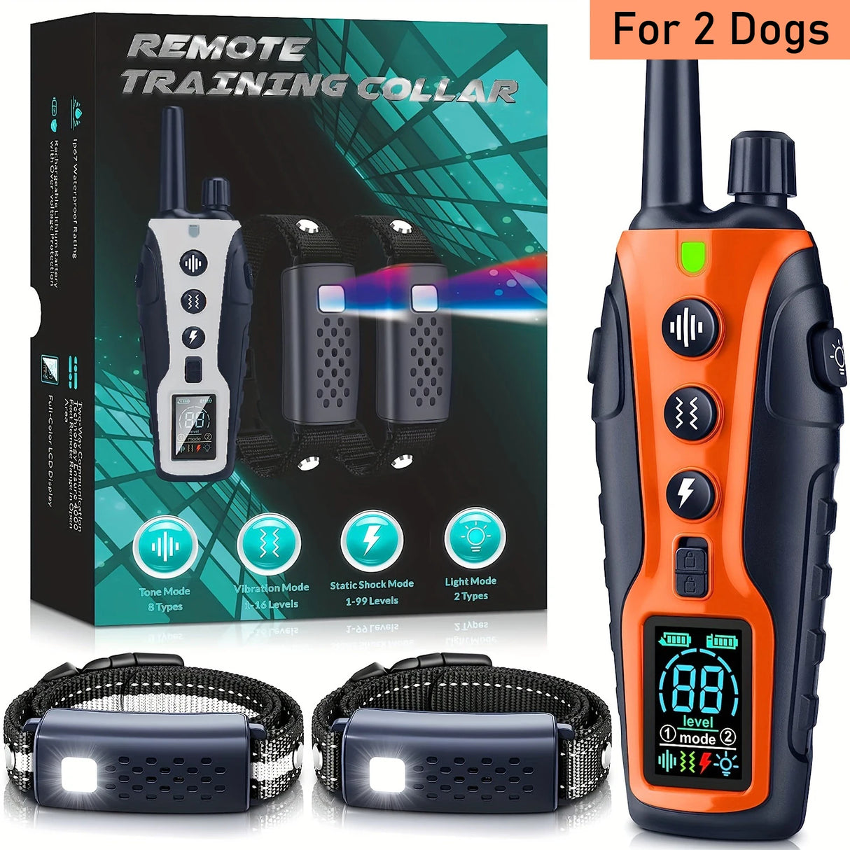 3280FT Dual Battery Display Dog Training Shock Collar With Beep Vibration Or Shock Mode