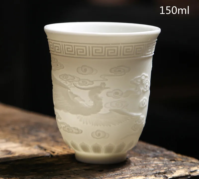 Chinese Three-dimensional White Porcelain Tea Cup