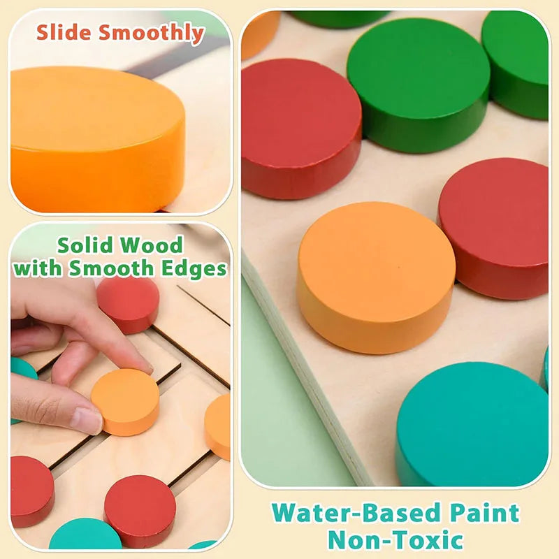 Toddlers Wooden Colorful Slide Matching Puzzle Board Game