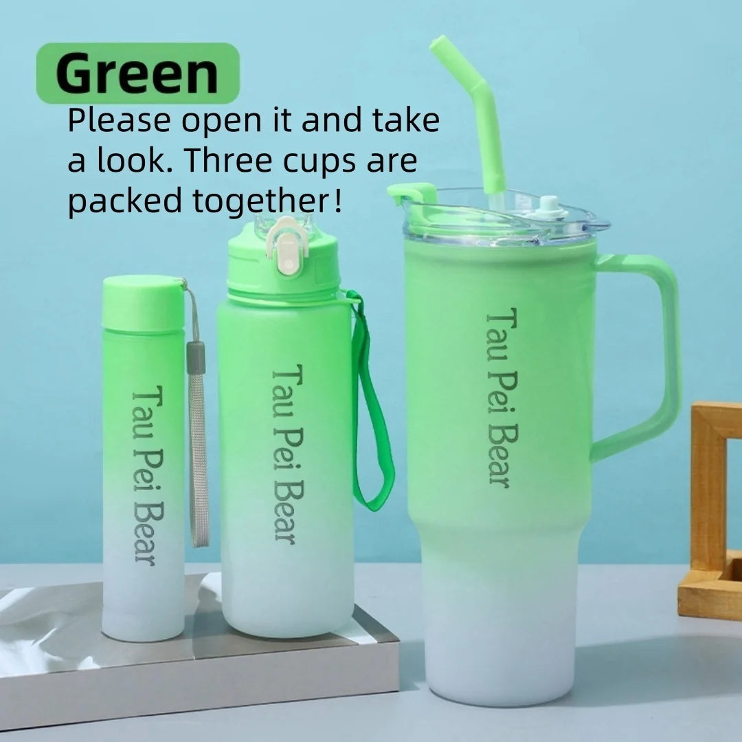 40oz Plastic 3 Piece Set Car Cup With Straw