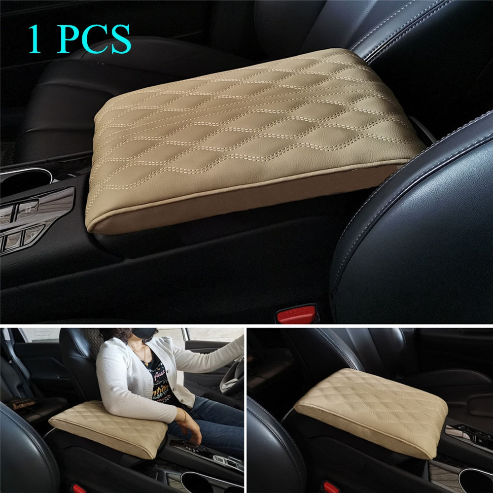 Leather Console Arm Rest Protection Cushion With Wave Embroidery For Your Car.