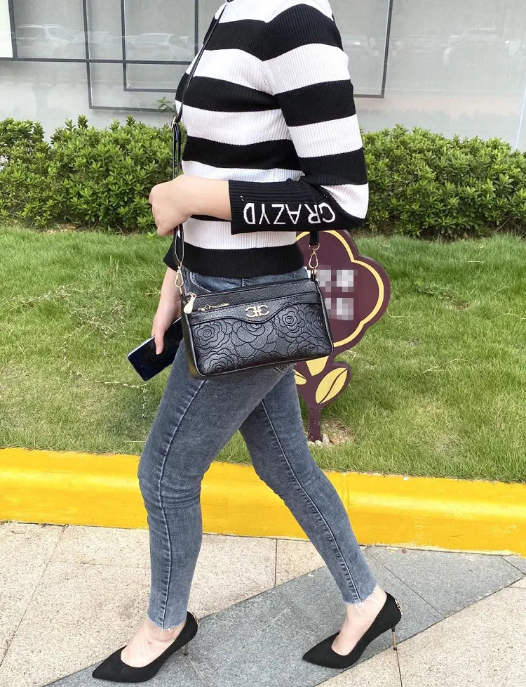 Embossed Women's Leather Shoulder Bags.