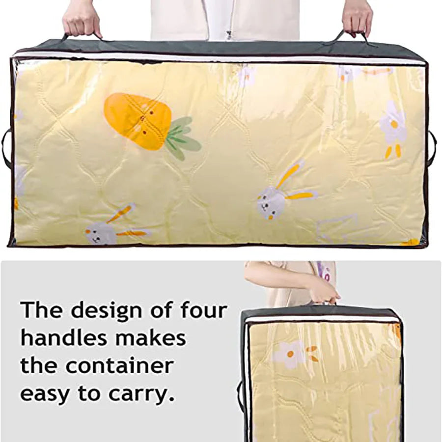 Storage Bag With Cover That Fits Under the bed With 4 Reinforced Handles