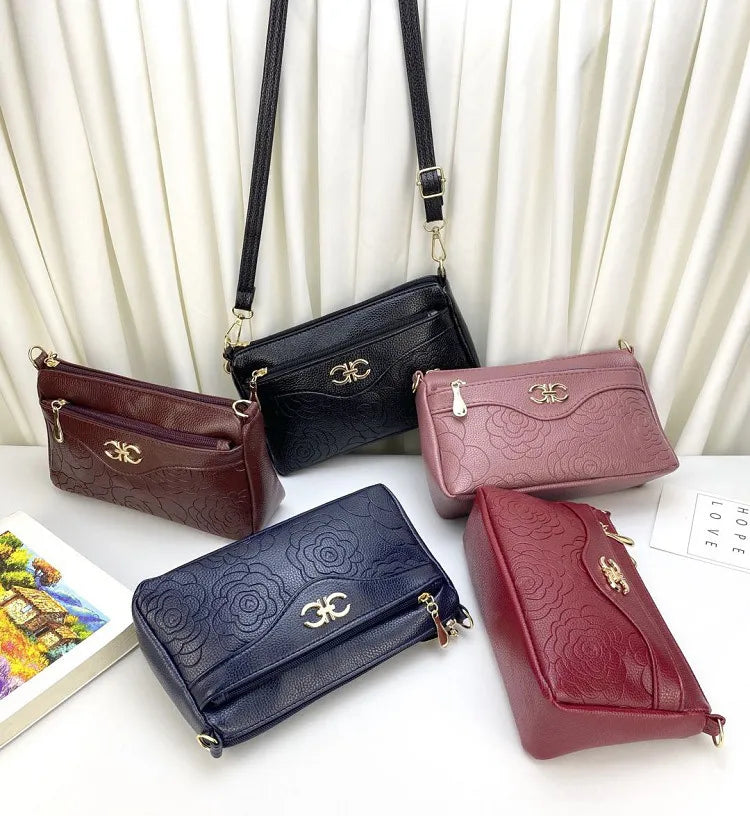 Embossed Women's Leather Shoulder Bags.