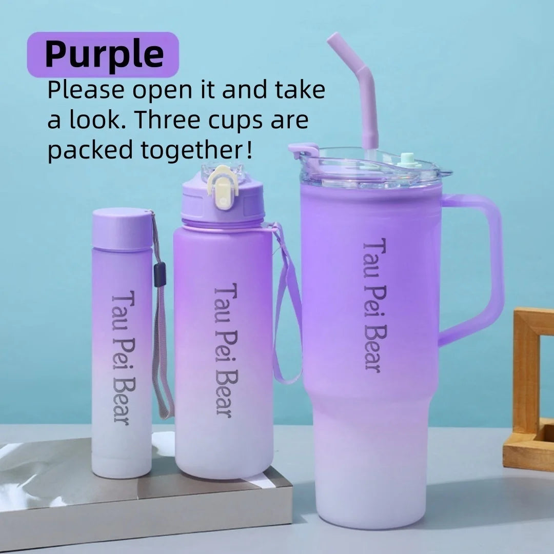 40oz Plastic 3 Piece Set Car Cup With Straw