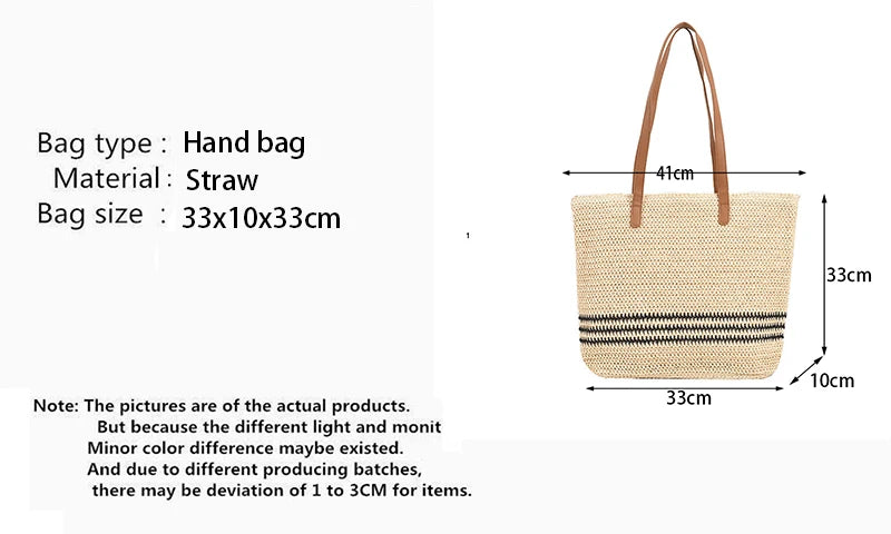 Women's Classic Straw Woven Beach Bag