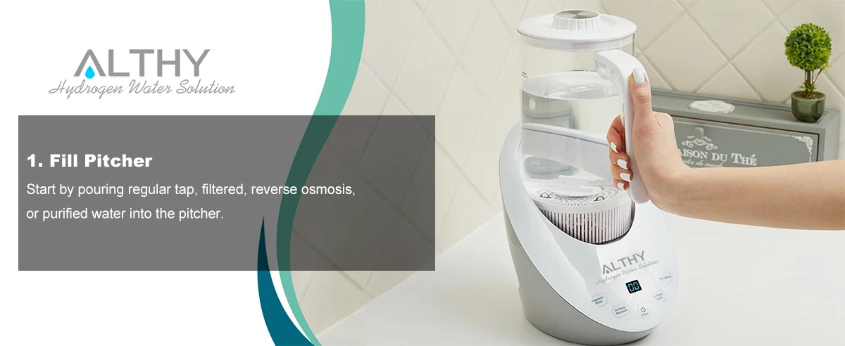 ALTHY SPE PEM Hydrogen Generator Water Pitcher with PH Calcium Sulfite filter